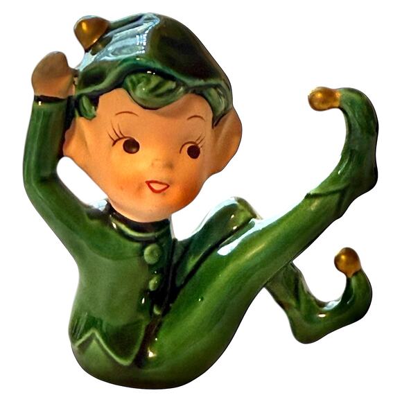 Set of 2 Vintage Lefton E-2347 Playful Whimsical Pixie Christmas Elf Figurines - Picture 2 of 16